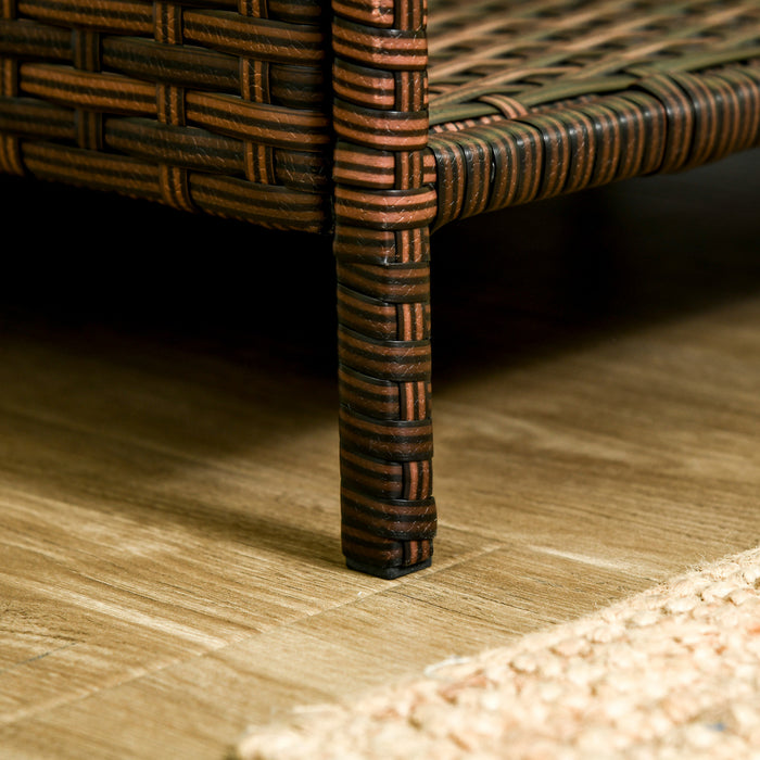 Pawhut Rattan Pet Bed For Small Medium Dogs And Cats, Wicker Dog House Outdoor With Water-resistant Cushion, 35\"x28\"x20\", Brown