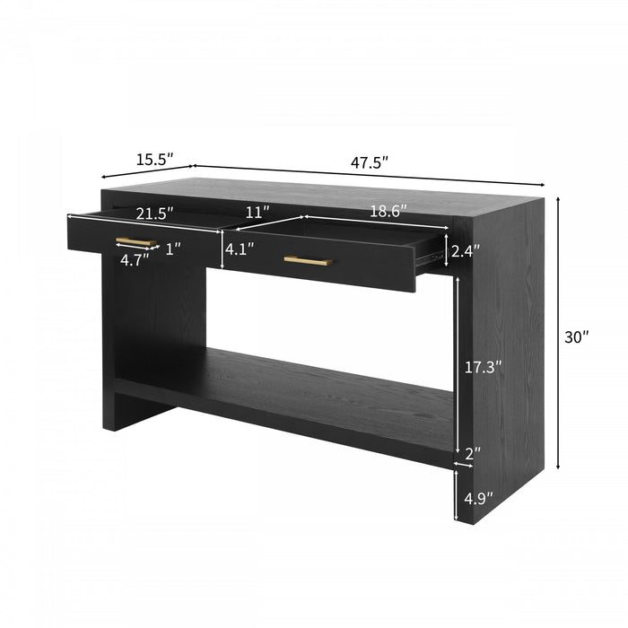 Aubrey 47.5\" Farmhouse Style Sofa Table with Storage - Black