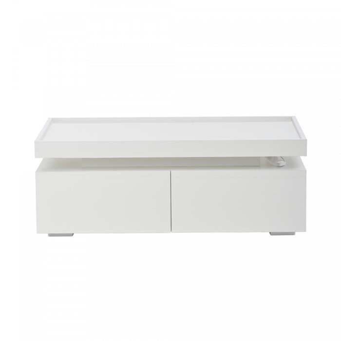 Aiden LED Coffee Table with Storage Drawers and App-Controlled Lighting,White
