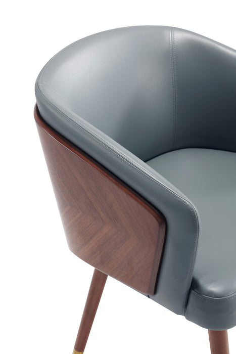 Reeva Modern Wood Vegan Leather Dining Chair in Gray - Set of 2