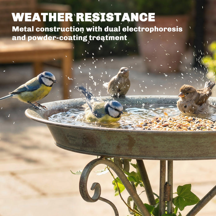 Outsunny Bird Bath with Bird Statue, Vintage Garden BirdBath