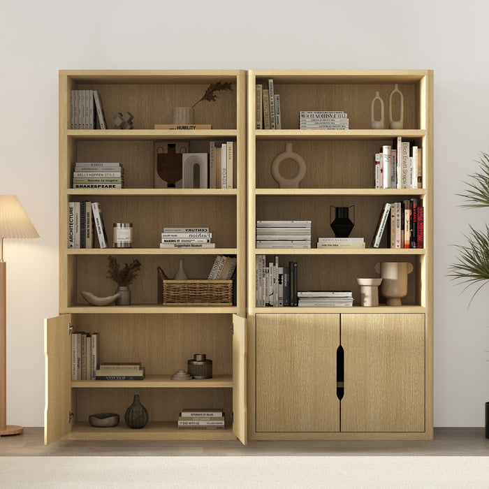 Rivington Modern 40\" Bookcase Cabinet in Natural Oak - Set of 2