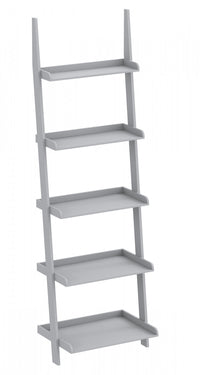 70” Wall Shelf 5-tier Storage Unit With Framed Borders – Light Grey 
