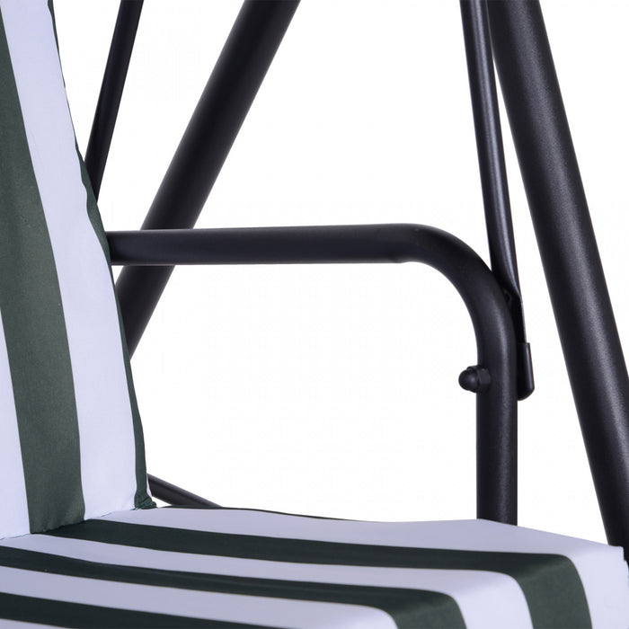 Outsunny 3-seat Patio Swing Chair, Outdoor Porch Swing Glider With Adjustable Canopy, Removable Cushion, And Weather Resistant Steel Frame, For Garden, Poolside, Backyard, Green