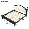 Miles Queen Size Wood Platform Bed with Curved Upholstered Headboard, Black | Lit plateforme Miles en bois format Queen avec tete de lit rembourree incurvee, noir