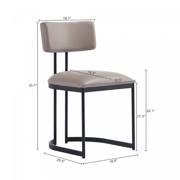 Juno Contemporary Modern Vegan Leather Metal Side Chair in Taupe - Set of 2
