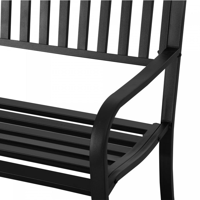 Outsunny 50\" Steel Garden Bench Outdoor Seat Furniture, Black