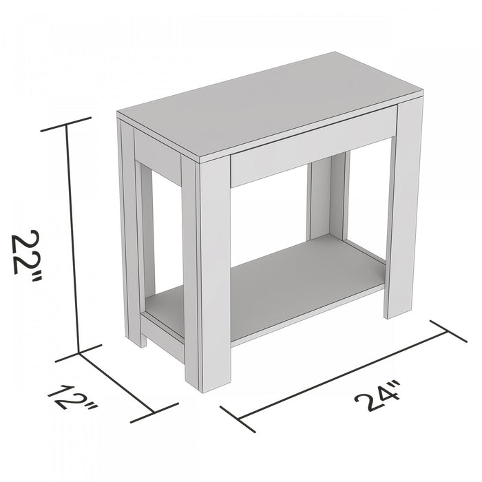 24” Classic Narrow Accent Table With Hidden Storage & Lower Shelf - White