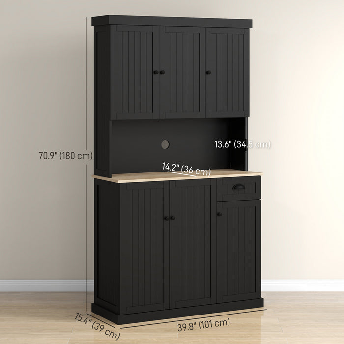 HOMCOM 71\" Buffet with Hutch, Kitchen Pantry Storage Cabinet with Drawer