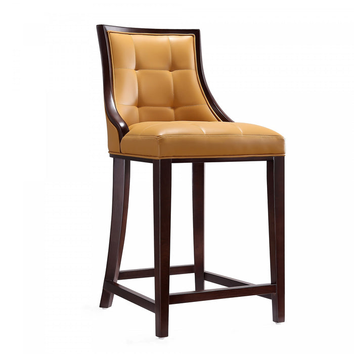 Fifth Avenue Traditional Wood Upholstered Counter Stool in Camel - Set of 3