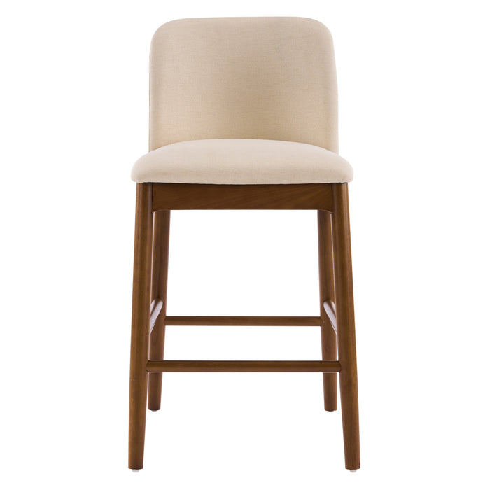 Lois Rubber Wood Counter Stool Set of 4 with Upholstered Seat and Footrest,Beige
