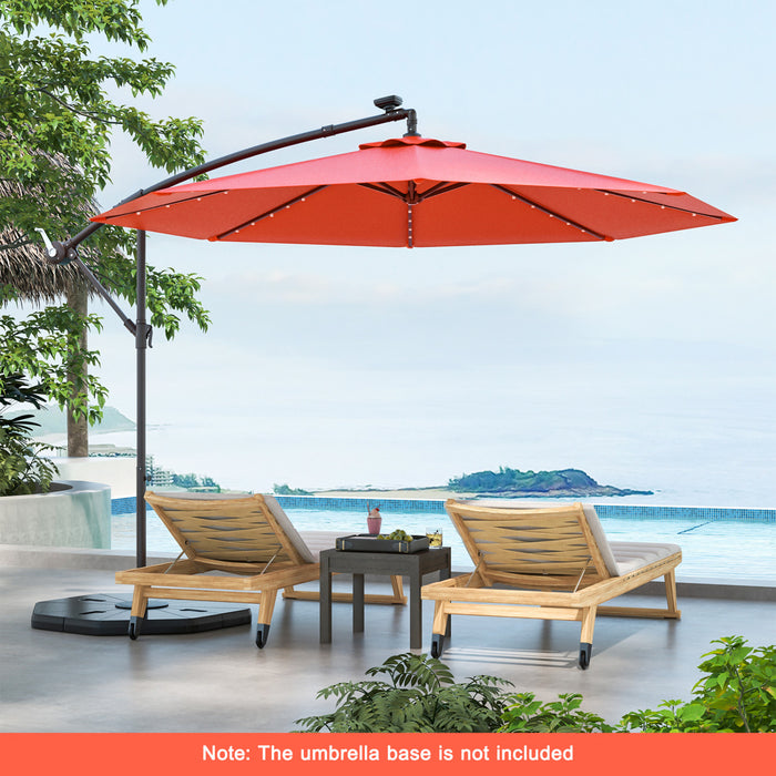 Costwsy 10 Ft Patio Solar LED 40 Lights Offset Umbrella Crank Cross Base Wine Orange