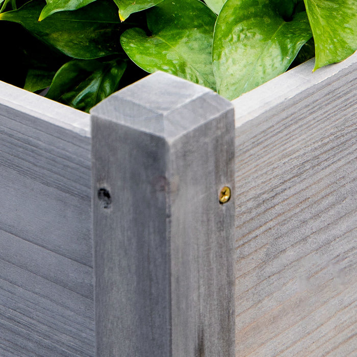 Outsunny 3-tier Raised Garden Bed, Elevated Planter Boxes, Freestanding Wooden Plant Stand For Vegetables, Herb And Flowers, Grey