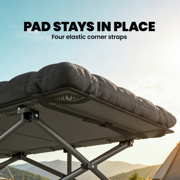 Outsunny Camping Cot with Pad, 32\" Extra Wide Folding Cots, Black
