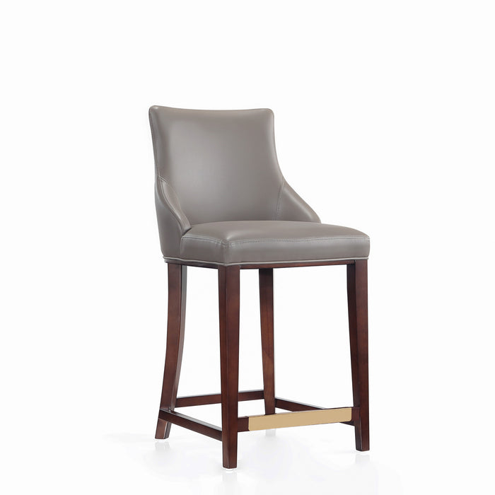 Shubert Modern Wood Upholstered Counter Stool in Dark Taupe - Set of 3