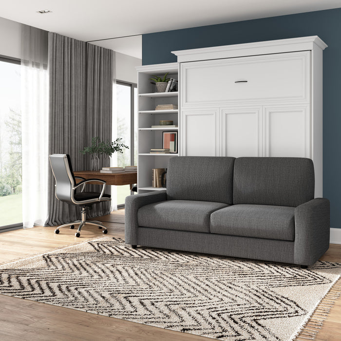 Bestar Versatile Queen Murphy Bed with Sofa and Closet Organizer (97 W) - White