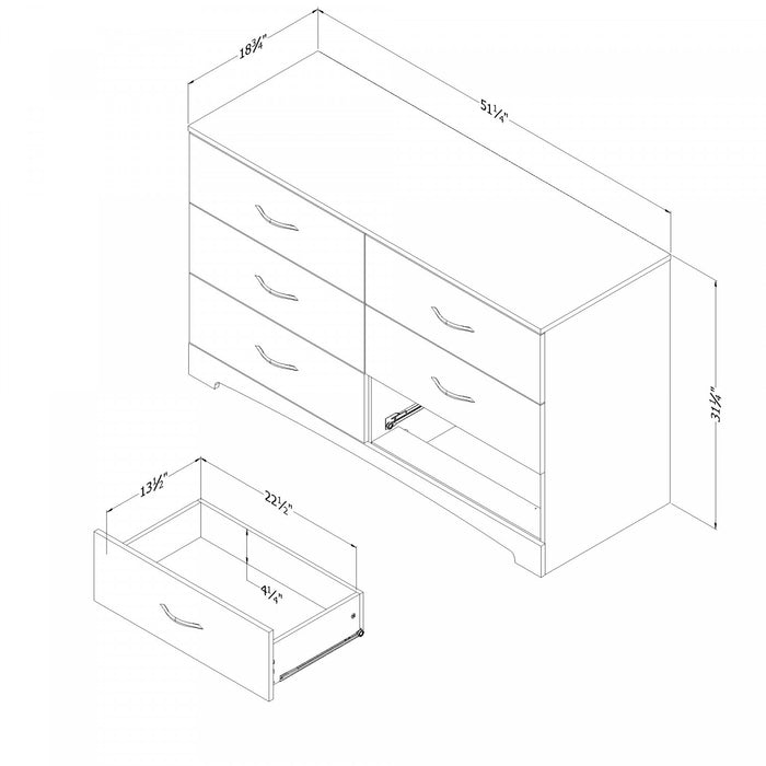 Step One 6-drawer Dresser - Pure Black 