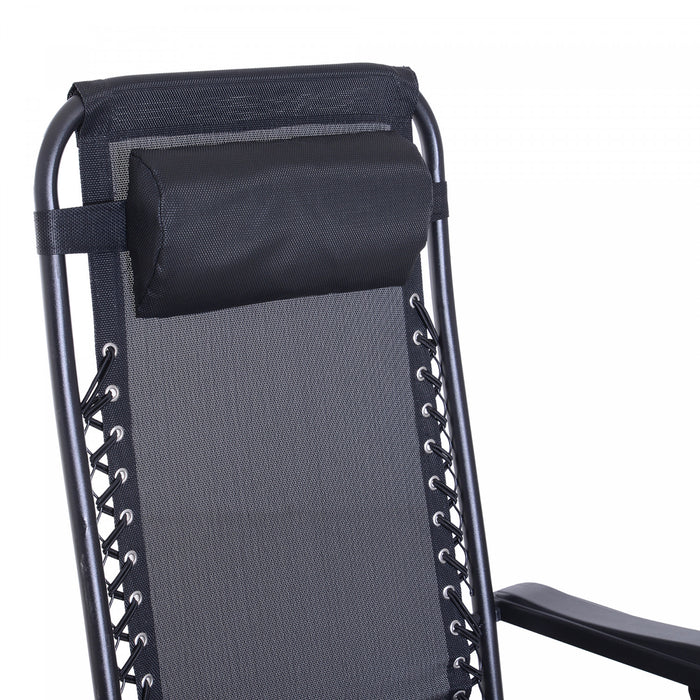Outsunny 2 In 2 Adjustable Lounge Chair Black