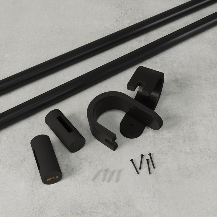 Umbra Bellwood Matte Black Expandable 1\" Curtain Rod - 42\"-120\" 