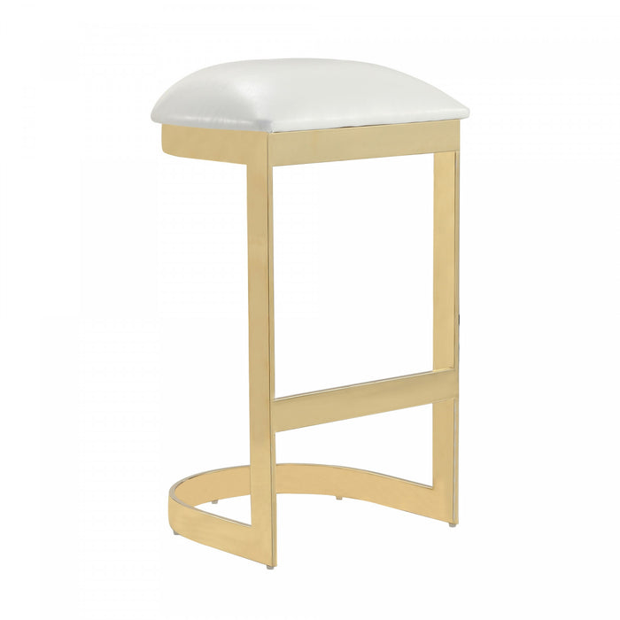 Aura Modern Metal Upholstered Barstool in White - Set of 3 Bar Stool