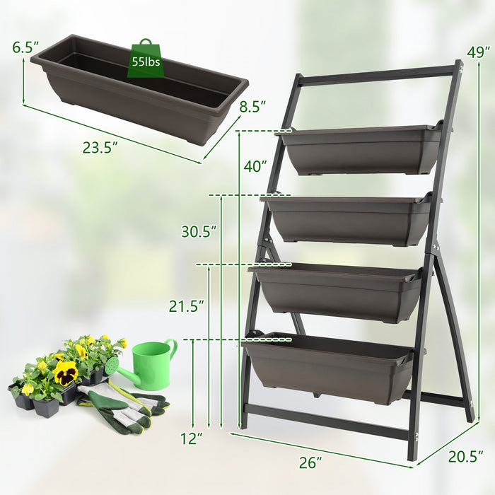 Costway 4 Ft 4-tier Vertical Raised Garden Bed Elevated Planter Box W/4 Container Boxes