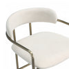 Serene Mid-Century Modern Metal Upholstered Counter Stool in Alabaster | Tabouret de comptoir moderne du milieu du siecle en metal et tissu, coloris albatre