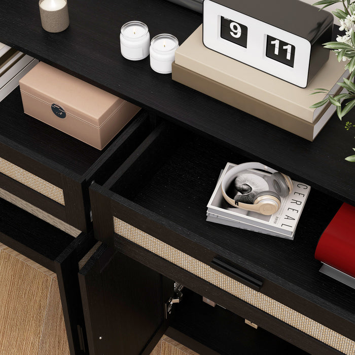 HOMCOM 53\" Sideboard Buffet Cabinet with Storage Drawers and Doors, Black