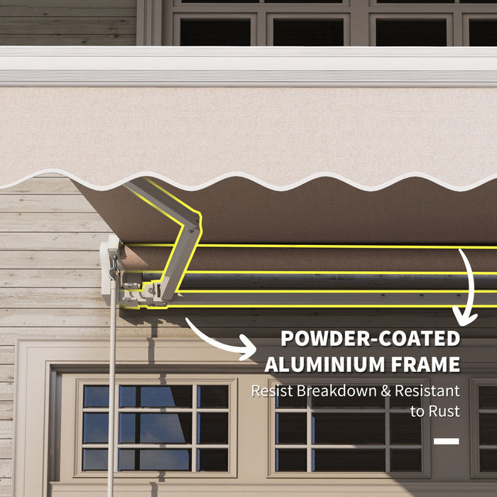 8'x7' Manual Retractable Sun Shade Patio Awning Canopy Shelter, Beige