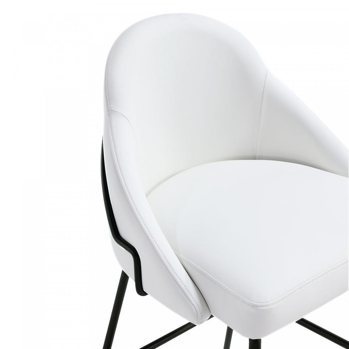 Gracie Modern Metal Upholstered Barstool in White and Black - Set of 2