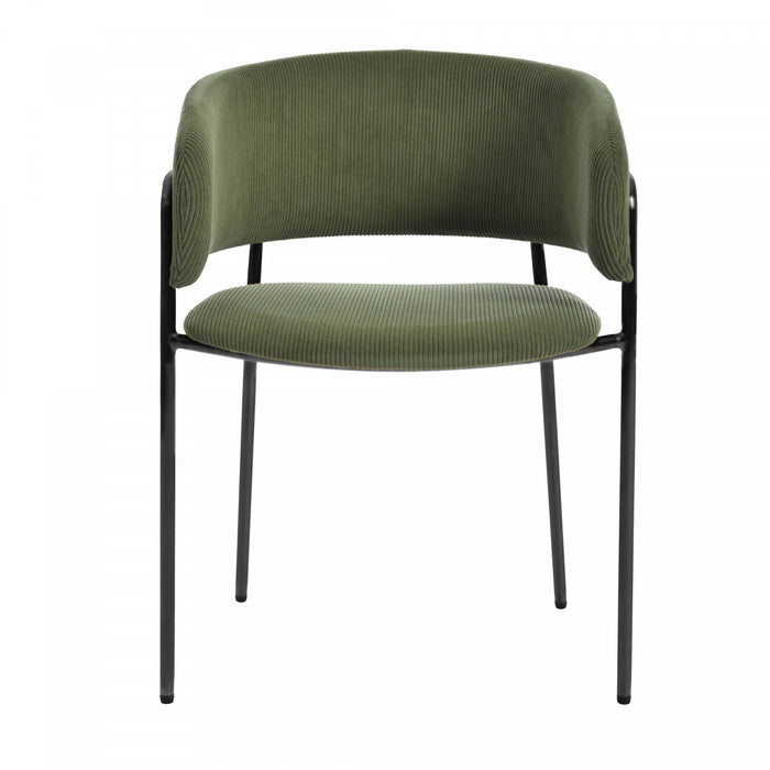 Ethan Set of 2 Modern Corduroy Upholstery Side Chair with Angled Legs and Adjustable Feet,Green Dining Chair