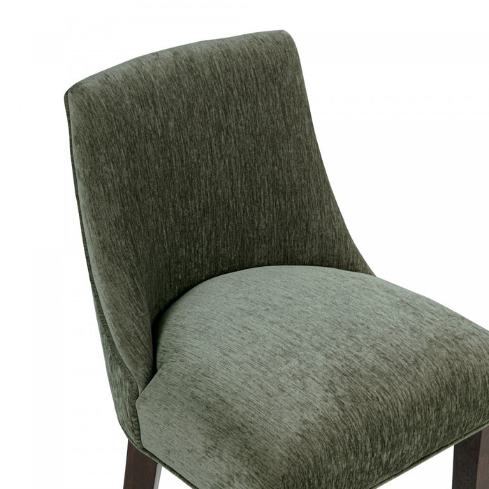 Beever Modern Chenille Wood Counter Stool in Forest Green