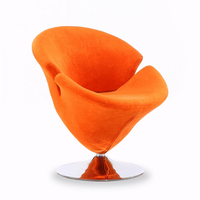 Tulip Modern Velvet Swivel Lounge Chair in Orange - Set of 2