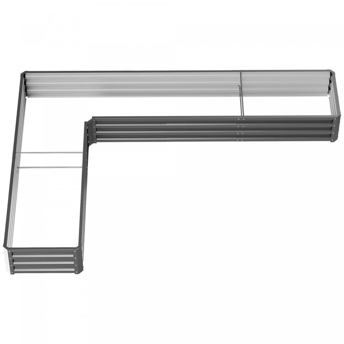 Outsunny L-shaped Raised Garden Bed, 82\" X 109\" X 12'' Galvanized Steel Planter Box With Multi-reinforced Rods For Vegetables, Flowers And Herbs, Dark Gray