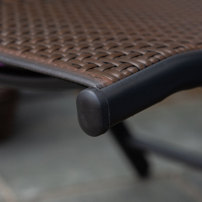 Outsunny Rattan Reclining Folding Chair, Wicker Portable Recliner, Brown