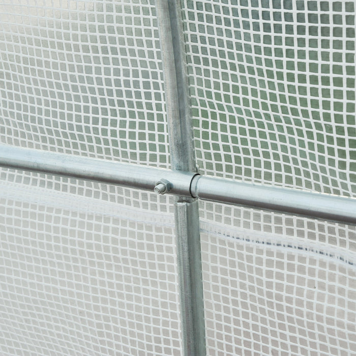 Outsunny 14.8x6.6x6.6ft Walk-in Tunnel Greenhouse Portable Garden Plant Growing Warm House With Door And Ventilation Window White