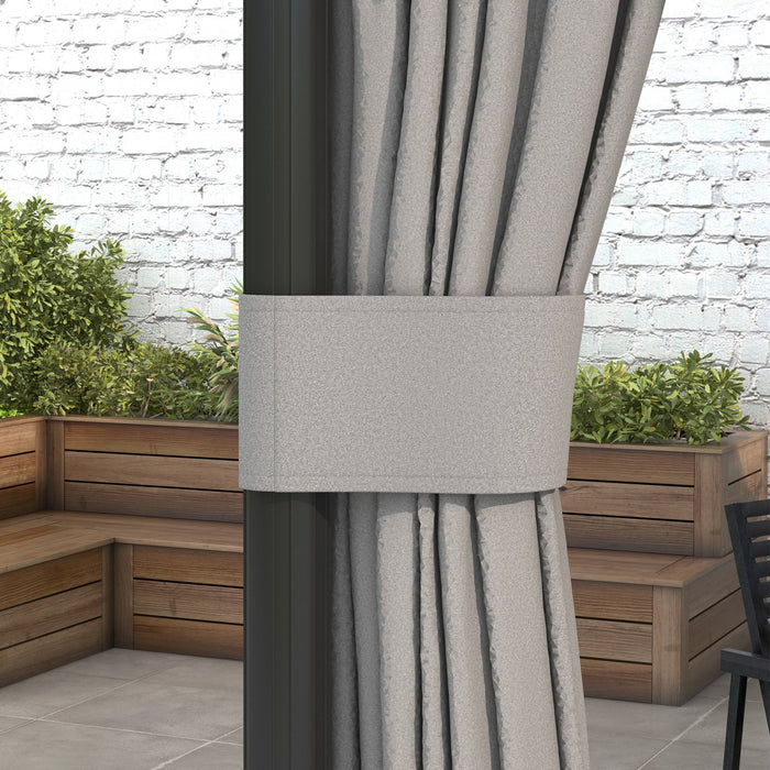 Outsunny 10' X 10' 2-tier Patio Gazebo With Mesh Sidewalls, Light Grey