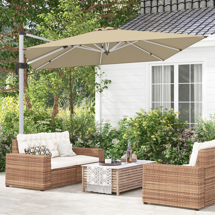 Costway 10 FT Patio Cantilever Umbrella Outdoor Aluminum Hanging Offset Umbrella w/ 360° Rotation Beige