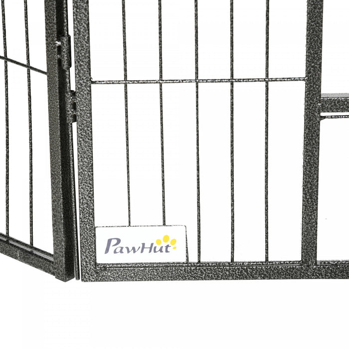 Pawhut Heavy Duty Dog Playpen, 16 Panels Pet Playpen Dog Fence, Portable Puppy Exercise Pen, With 2 Doors Locking Latch, Outdoor Or Indoor Use 23.5\" Height