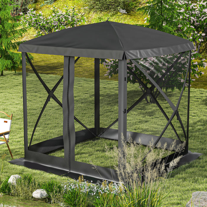 Outsunny Pop-up Screen House Gazebo Camping Instant Setup Tent, Black