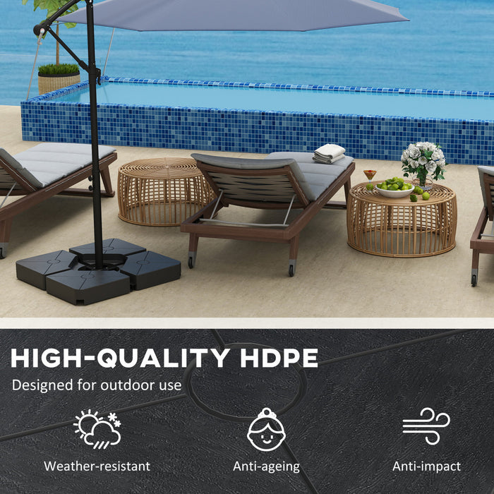 Outsunny Umbrella Weights for Cantilever Parasols, Set of 4 Parasol Base Weights, Black