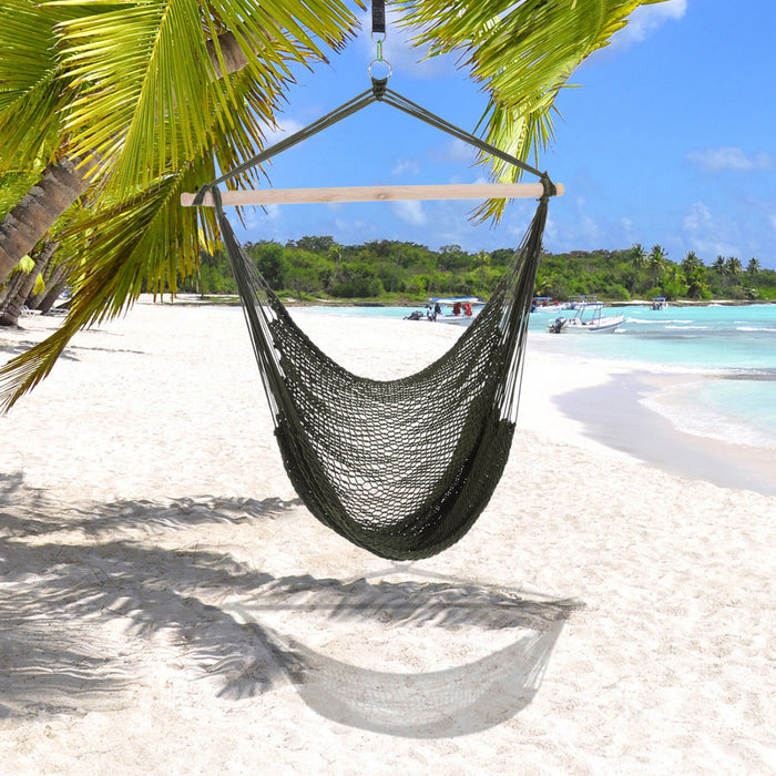 Outsunny Portable Hammock Chair, Hanging Woven Hammock Swing Chair Sleeping Bed For Outdoor Garden Yard Camping, Army Green