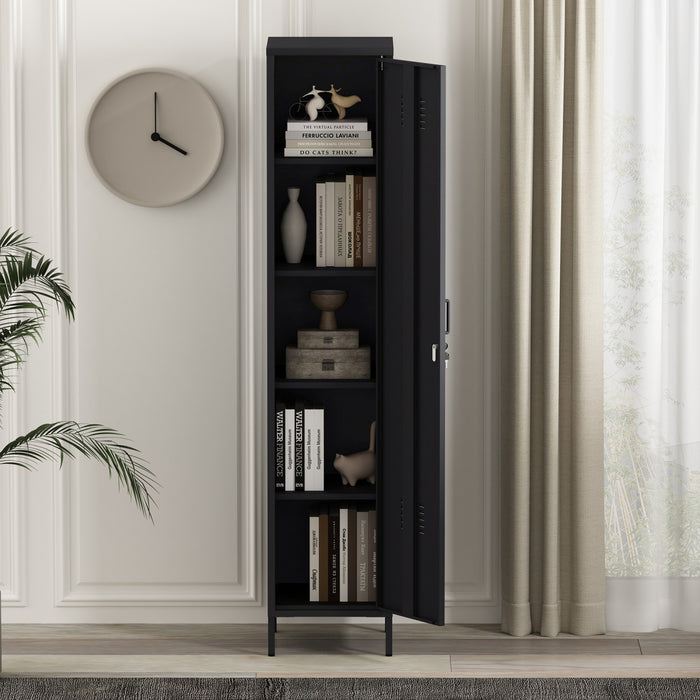Naomi Modern 15\" Metal Storage Cabinet in Black Armoire