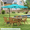 Costway 10 FT Patio Offset Umbrella with Easy Tilt Adjustment Crossed Base Vented Top Turquoise