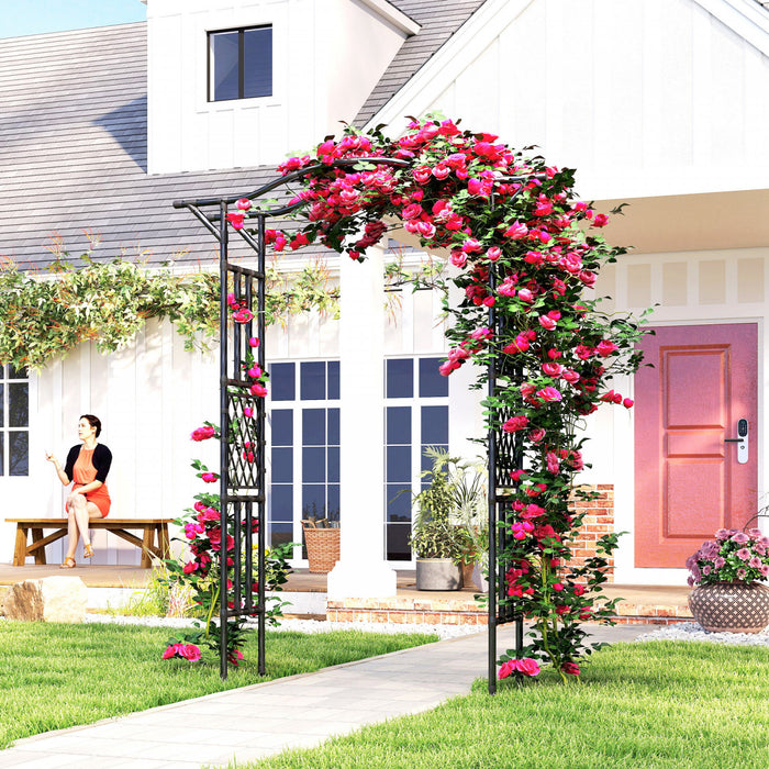 Outsunny Garden Arch with Extended Top, Outdoor Trellis Arbor, Black
