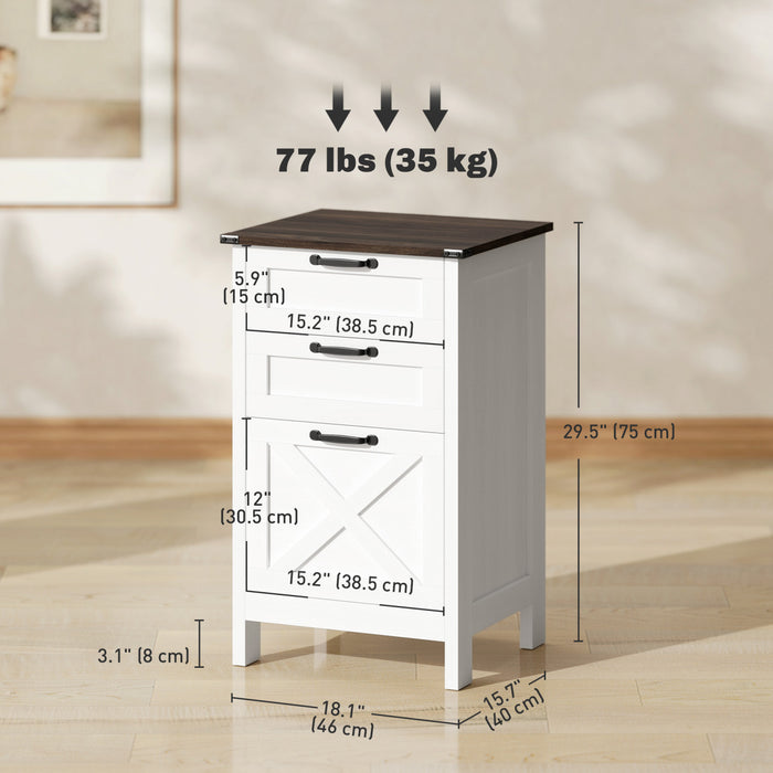 HOMCOM 3 Drawer File Cabinet Filing Cabinet for A4 Letter Size White
