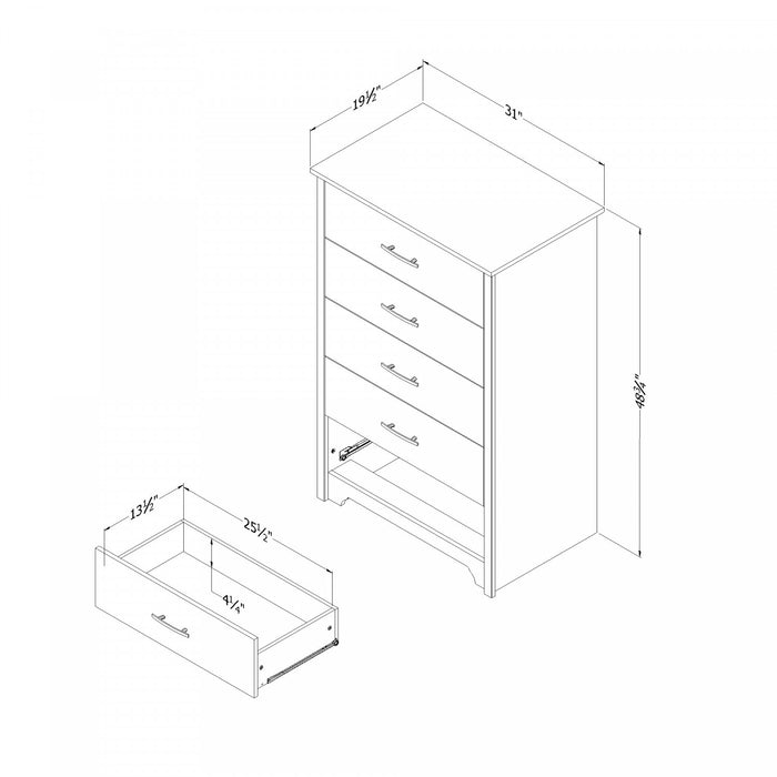 Fusion 5-drawer Chest - Gray Oak 