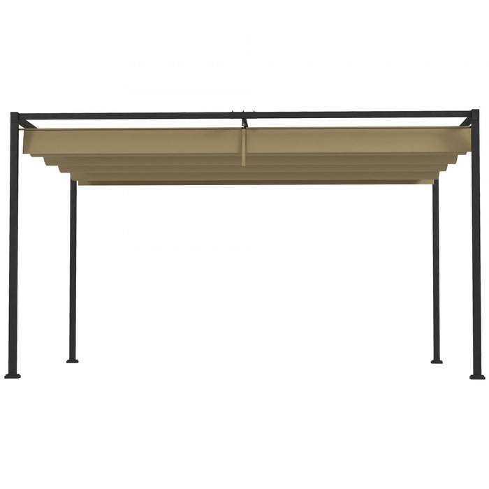 Outsunny 13' X 10' Patio Pergola With Retractable Canopy, Khaki