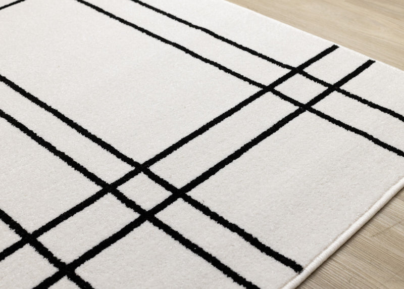 Covington Grey White Checkered Pattern Rug, 6'7\" x 9'10\" Indoor Area Rug