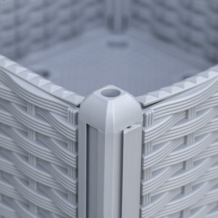 Outsunny 2 Piece Raised Garden Bed PP Raised Flower Bed Light Grey