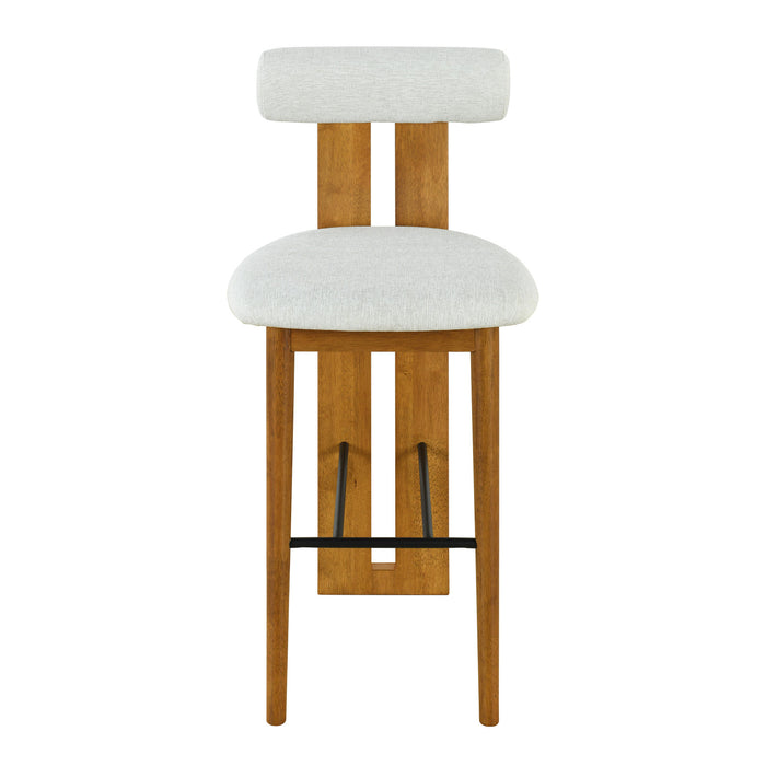 Sophia Indoor Modern Rubberwood Bar Stool Set of 4 with Supportive Backrest,Ivory&Walnut